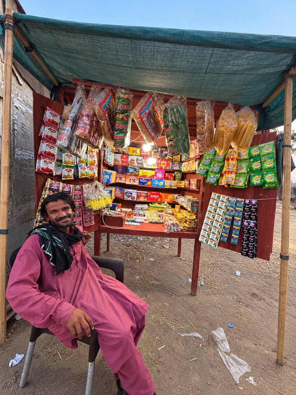 Gulzar's smile says it all. His own cabin, full and ready to sell.